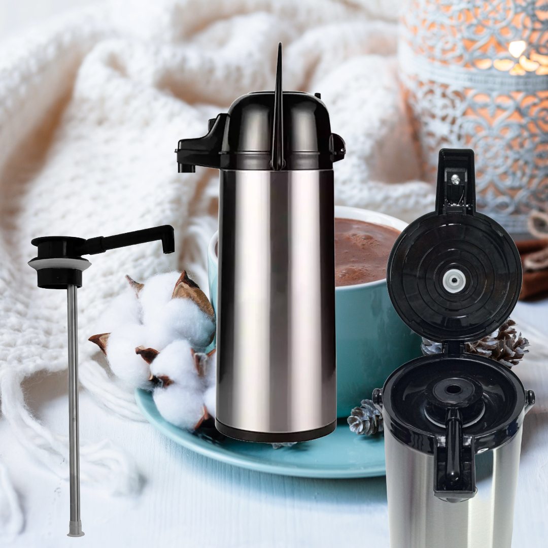 TERMO CAFÉ CROMADO PRESION FRIO CALIENTE BEBIDAS RONDON - 4