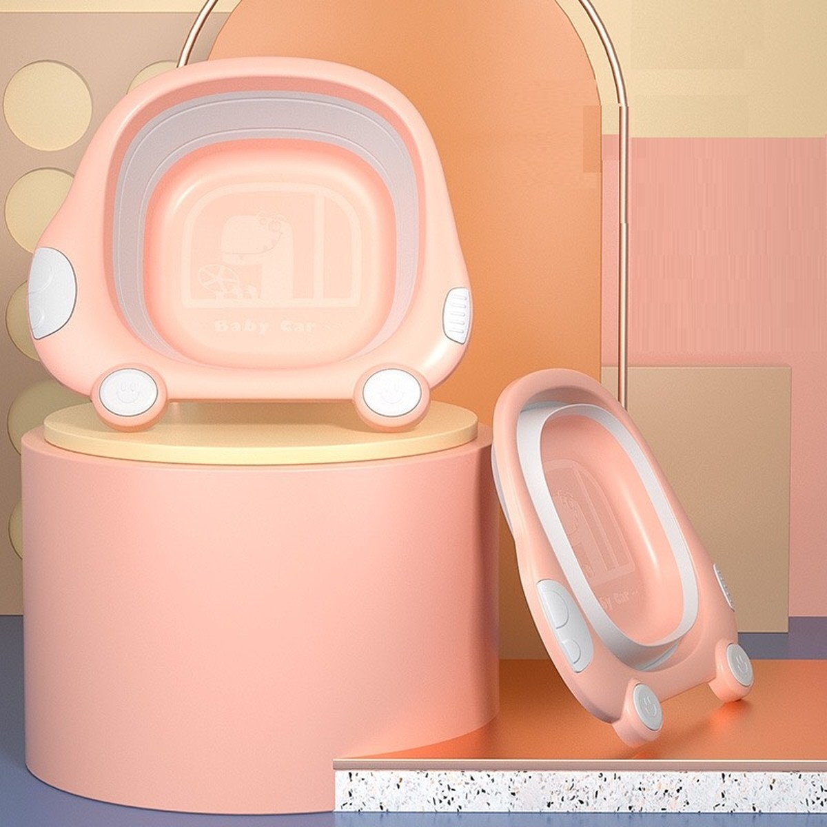 PELELA LAVABO PLEGABLE INFANTIL CON FORMA DE COCHE RONDON - 1