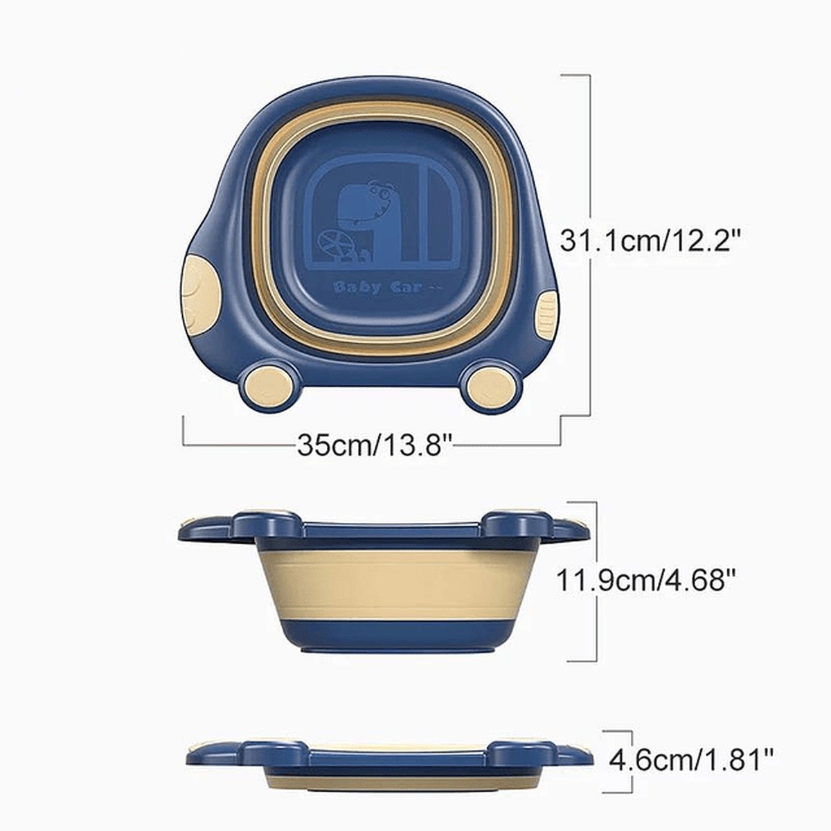 PELELA LAVABO PLEGABLE INFANTIL CON FORMA DE COCHE RONDON - 3