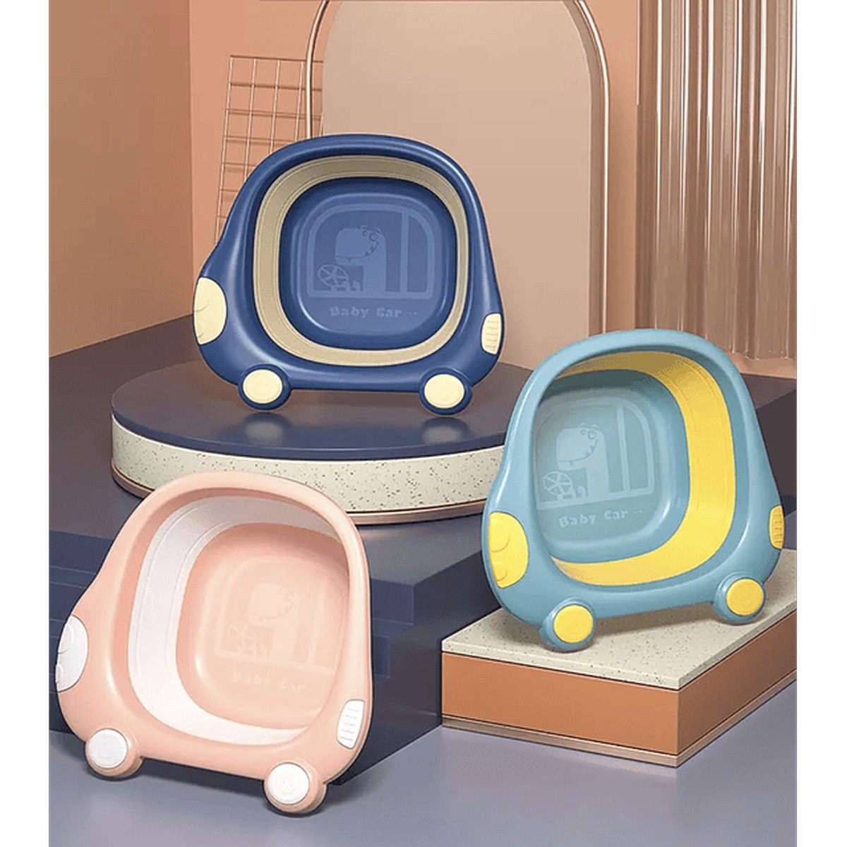 PELELA LAVABO PLEGABLE INFANTIL CON FORMA DE COCHE RONDON - 4