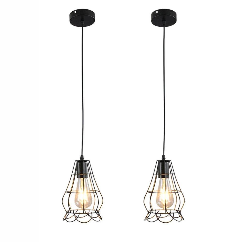 LÁMPARA COLGANTE TIPO JAULA RETRO VINTAGE BASE HIERRO JER - 5