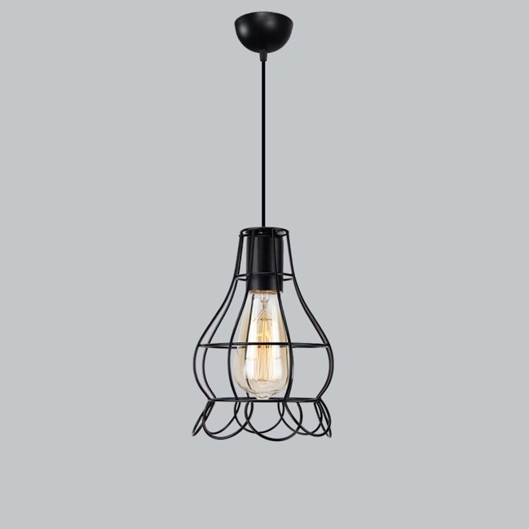 LÁMPARA COLGANTE TIPO JAULA RETRO VINTAGE BASE HIERRO JER - 7