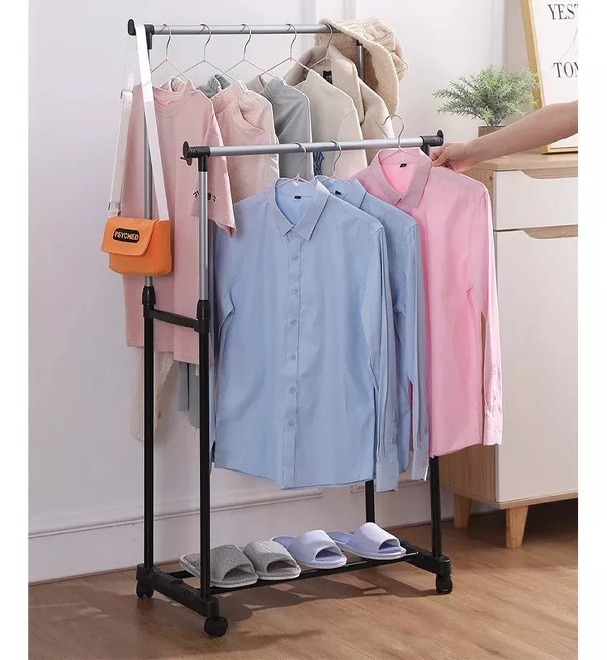 PERCHERO ROPA ORGANIZADOR MULTIFUNCIONAL RUEDAS DOBLE JER - 2