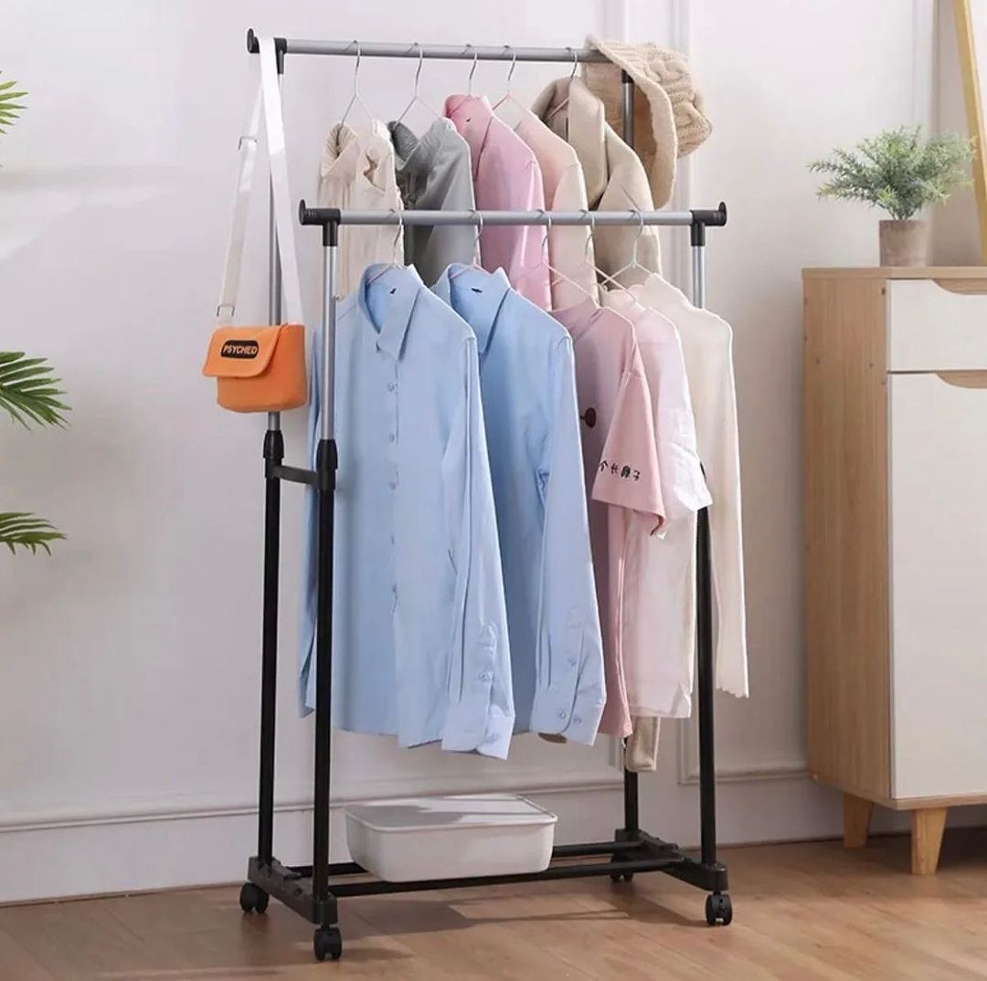 PERCHERO ROPA ORGANIZADOR MULTIFUNCIONAL RUEDAS DOBLE JER - 4
