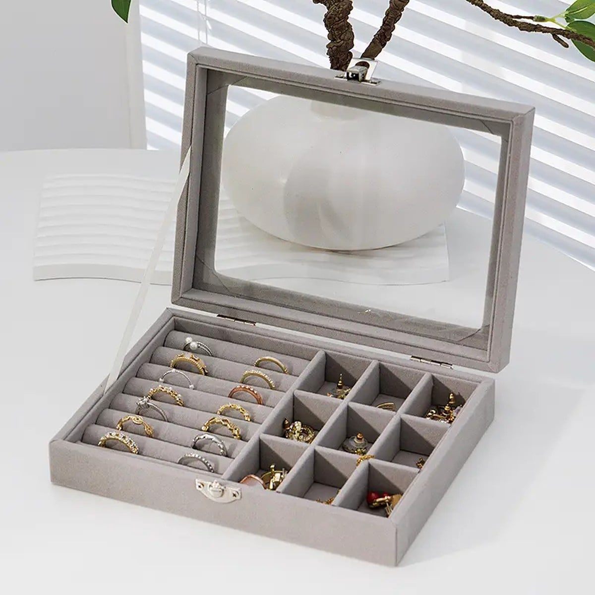 JOYERO CAJA EXHIBICIÓN ESTUCHE ORGANIZADOR JOYAS JER - 9