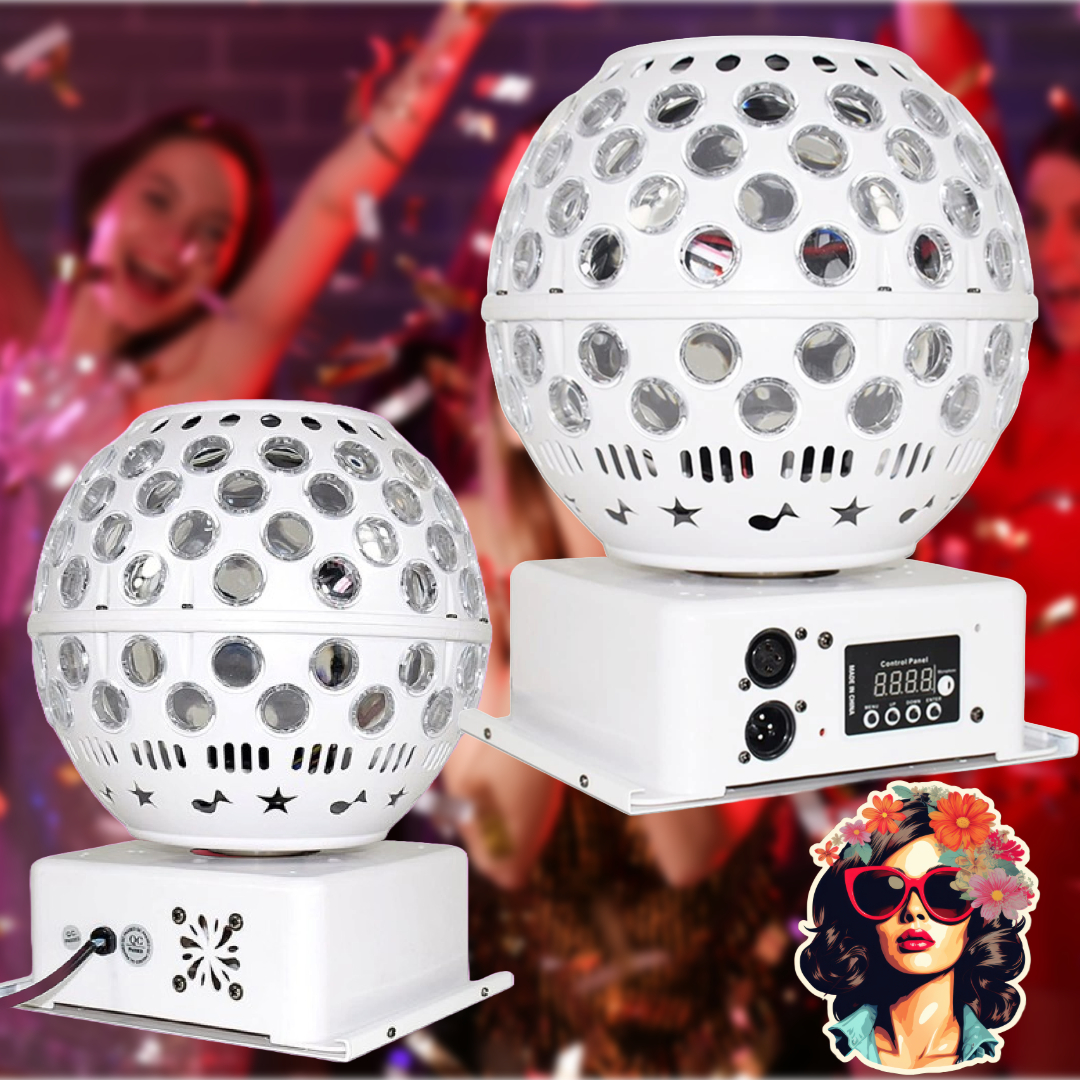 BOLA CRISTAL GIRATORIA LED SONIDO ESTROBOSCÓPICA FIESTA LAU - 3