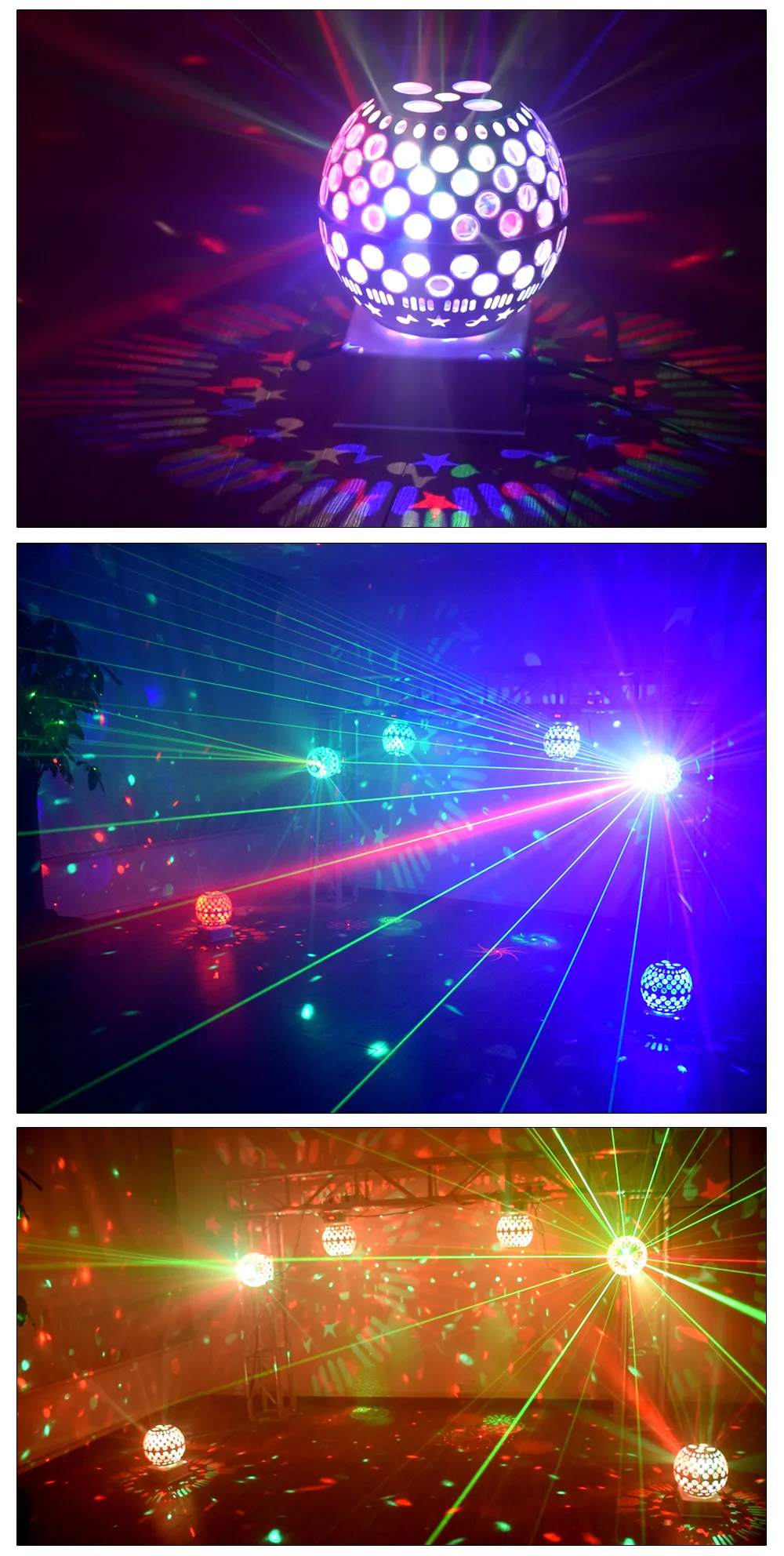 BOLA CRISTAL GIRATORIA LED SONIDO ESTROBOSCÓPICA FIESTA LAU - 7