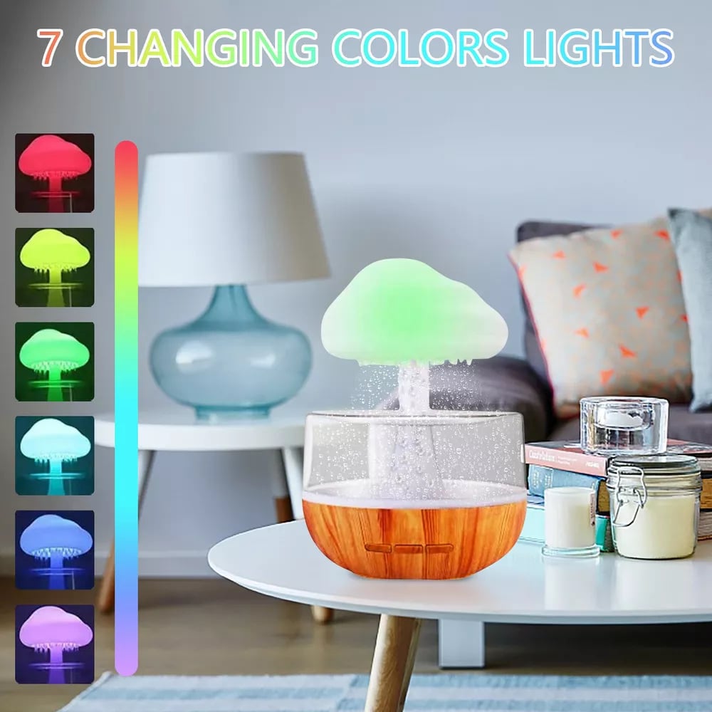 HUMIDIFICADOR NUBE LLUVIA DORMITORIO RELAJANTE LUZ AGUA JER - 3