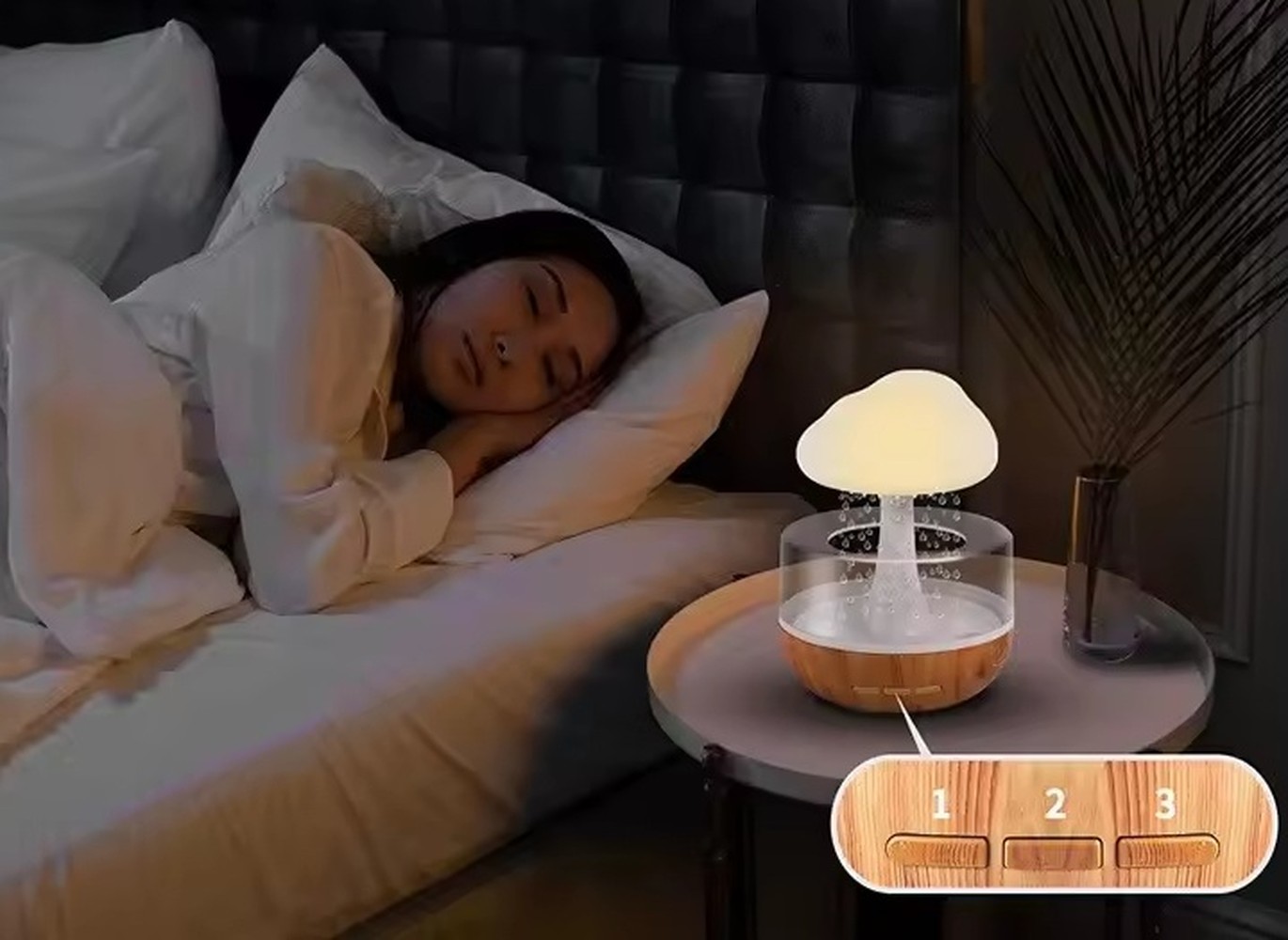 HUMIDIFICADOR NUBE LLUVIA DORMITORIO RELAJANTE LUZ AGUA JER - 6