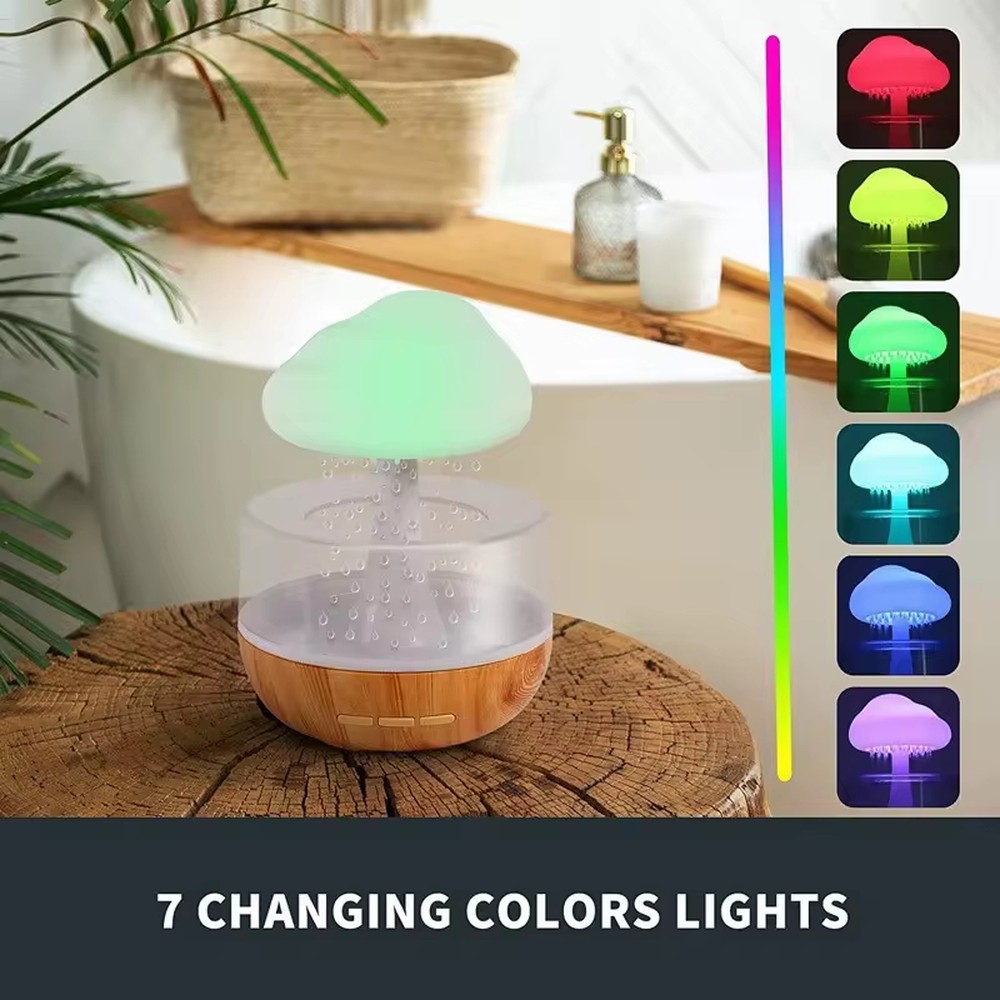 HUMIDIFICADOR NUBE LLUVIA DORMITORIO RELAJANTE LUZ AGUA JER - 9
