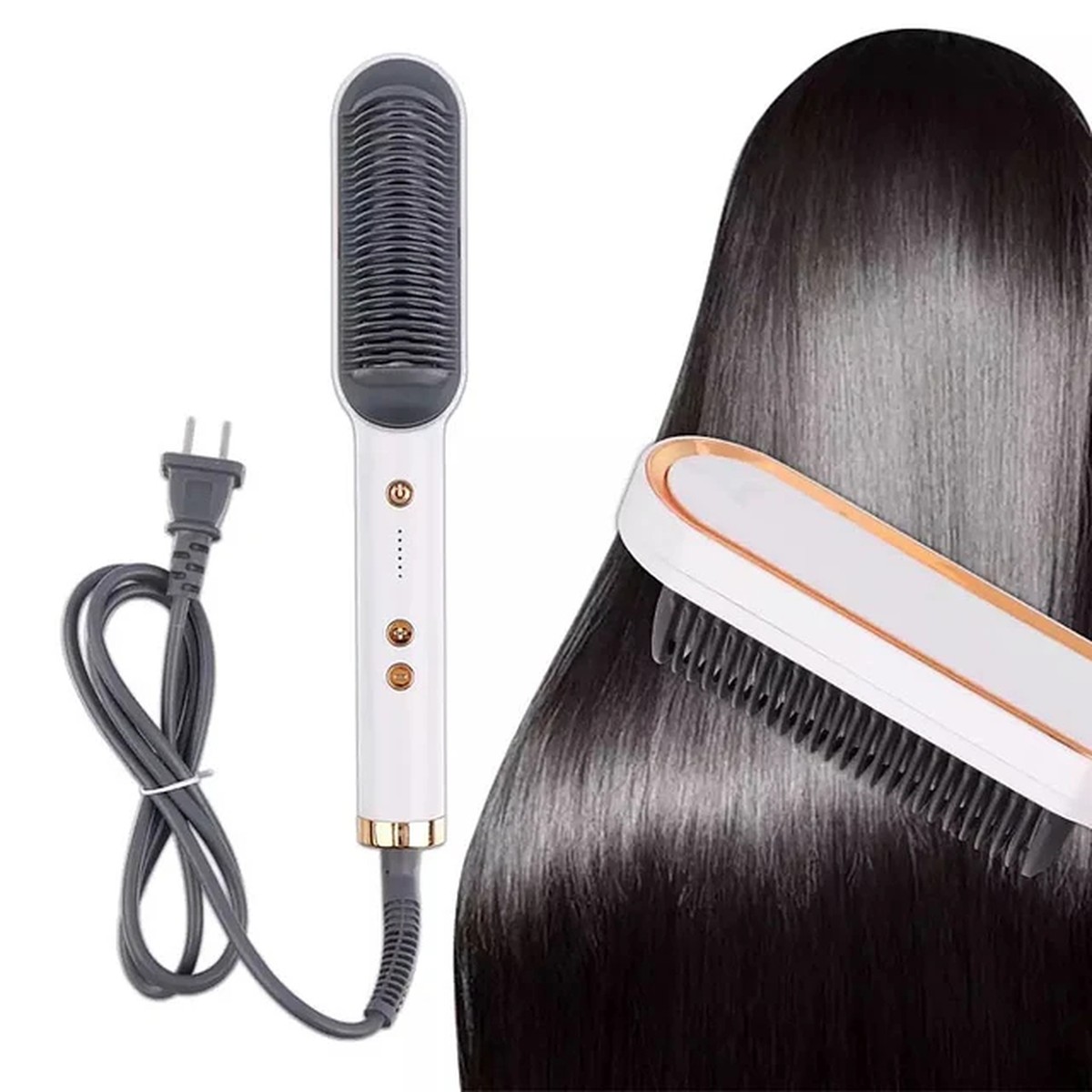 CEPILLO ALISADOR PELO CALIENTE MUJER MULTIFUNCION DOBLE JER - 9