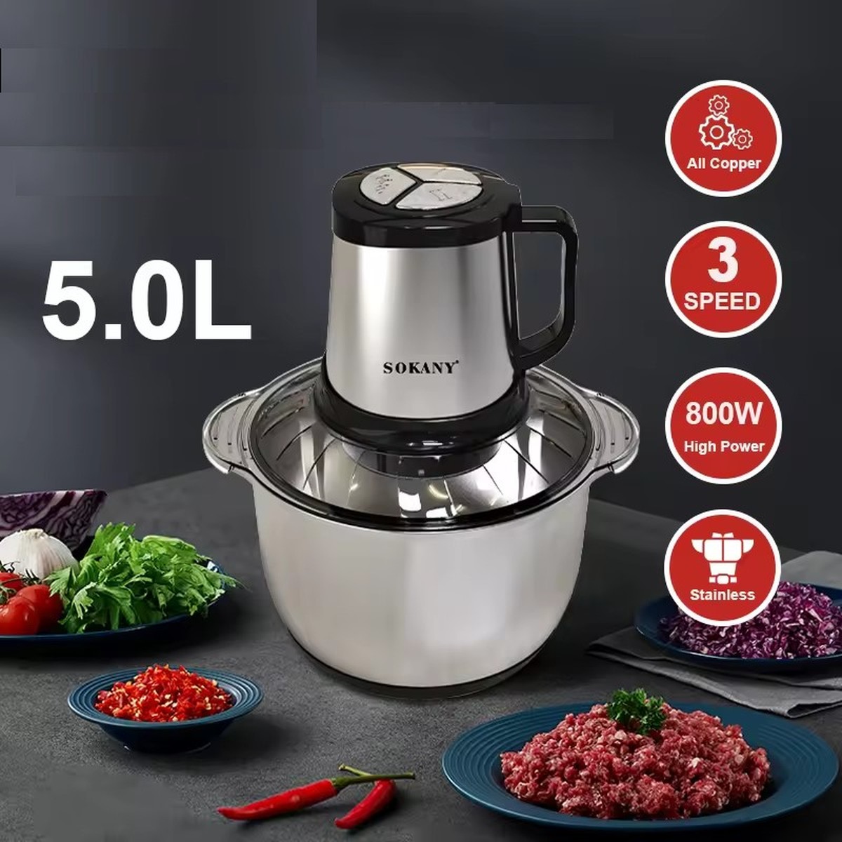 PROCESADOR ALIMENTOS HOGAR MULTI ALIMENTOS BAJO RUIDO JER - 7
