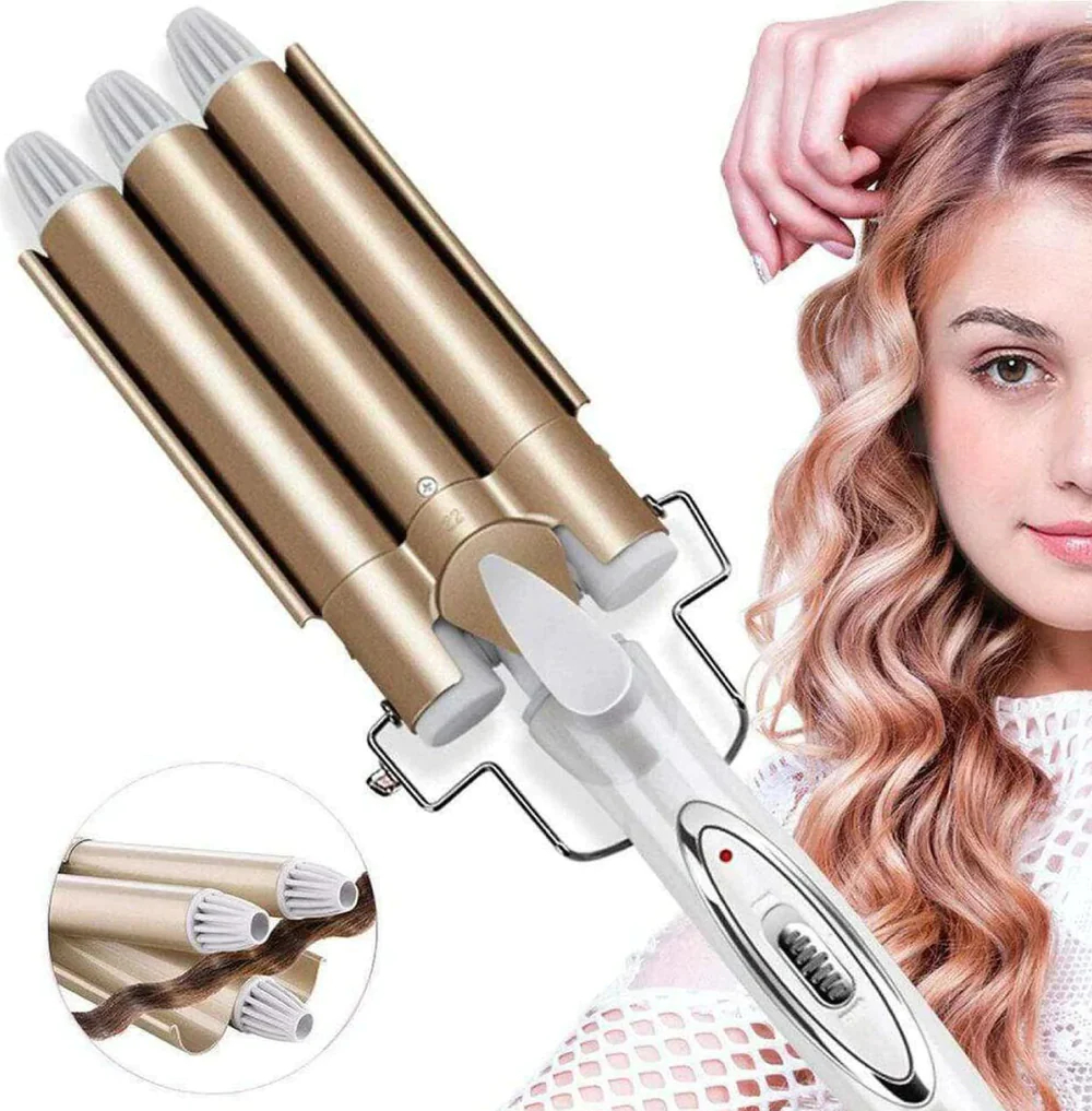 RIZADOR PELO TRIPLE RIZADORA ONDULADO PORTATIL CABELLO JER - 9
