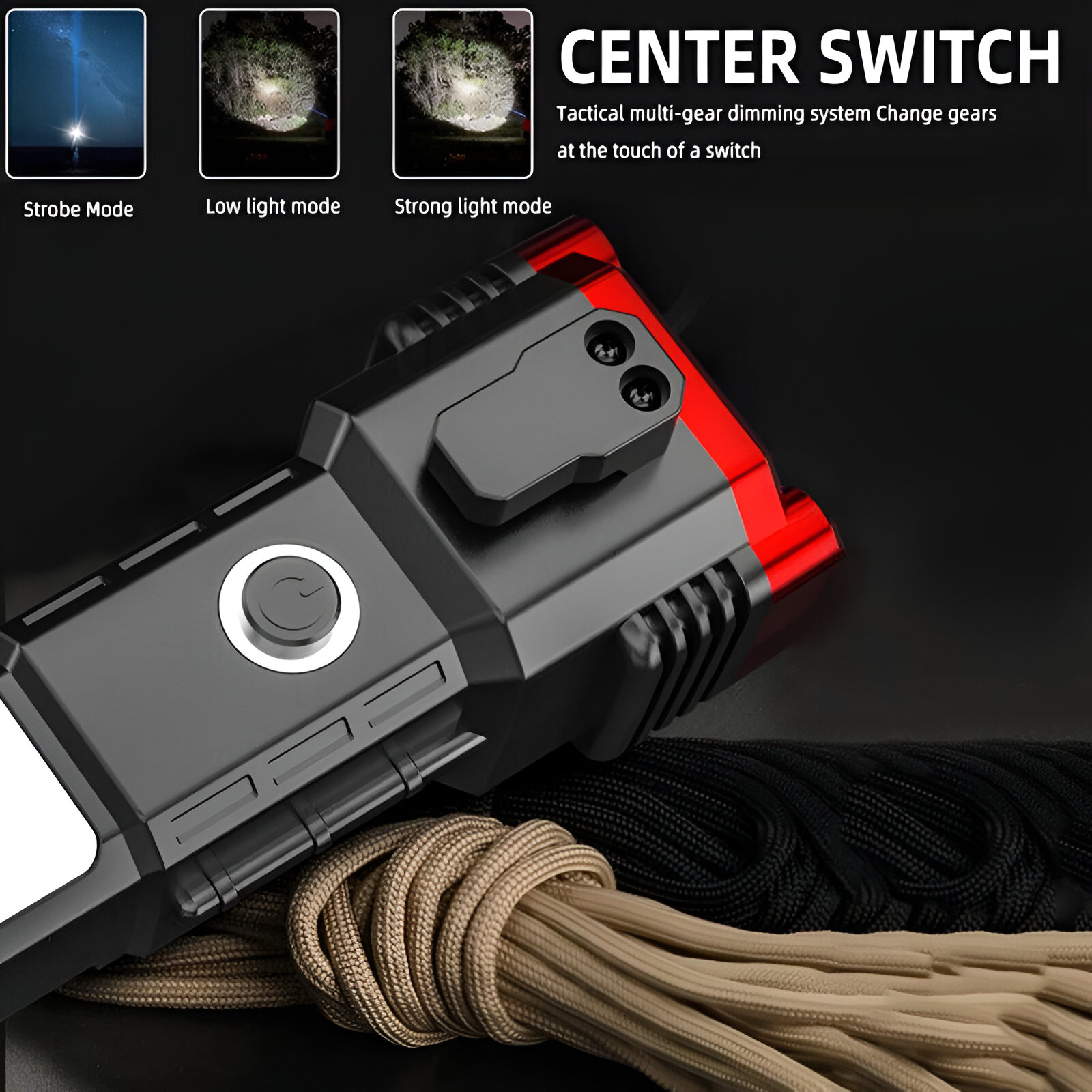 LINTERNA LED TACTICA RECARGABLE MULTIFUNCIONAL LAU - 7
