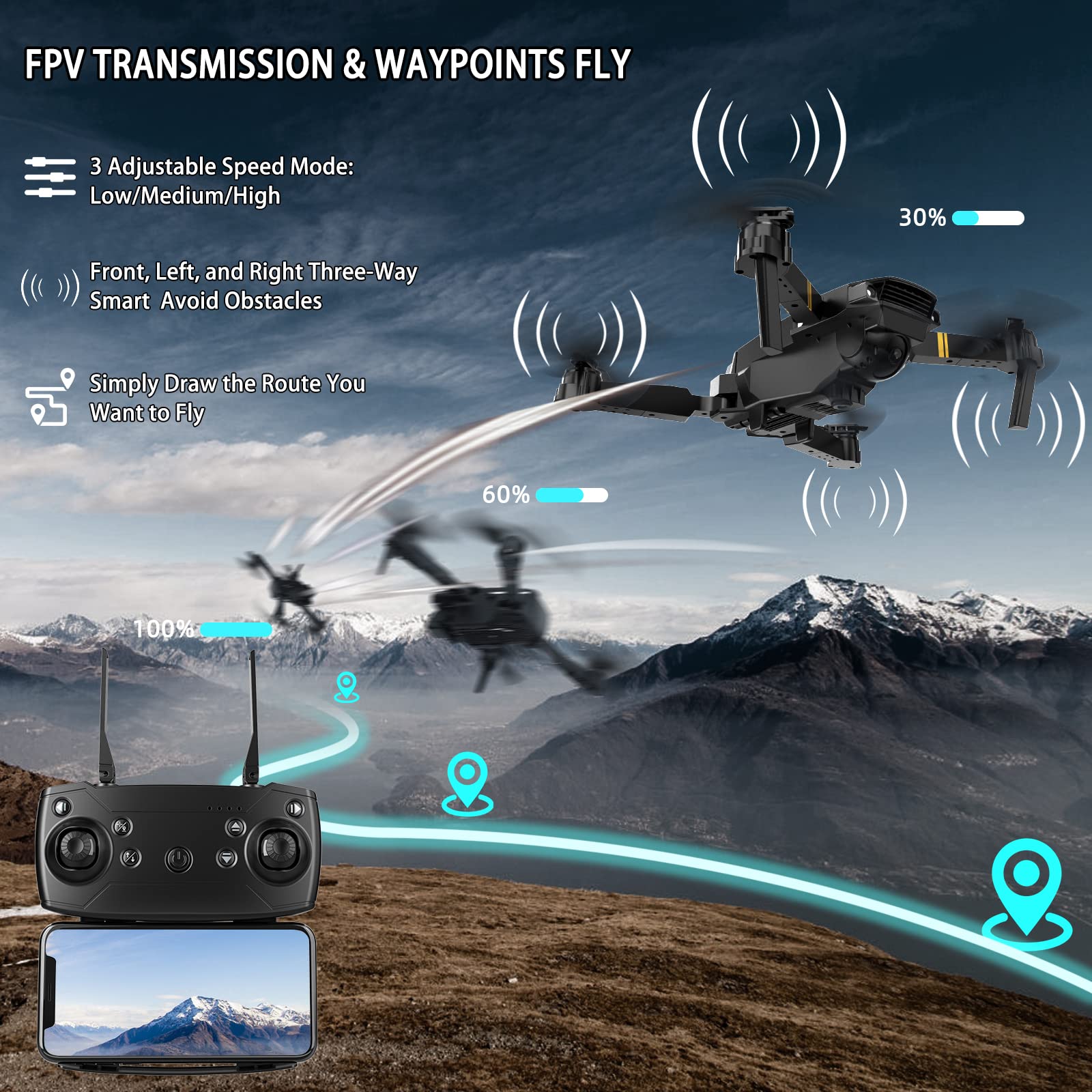 DRON 4K FALCON CAMARA LENTE ANGULO 120 MULTIDIRECCIONAL JER - 4
