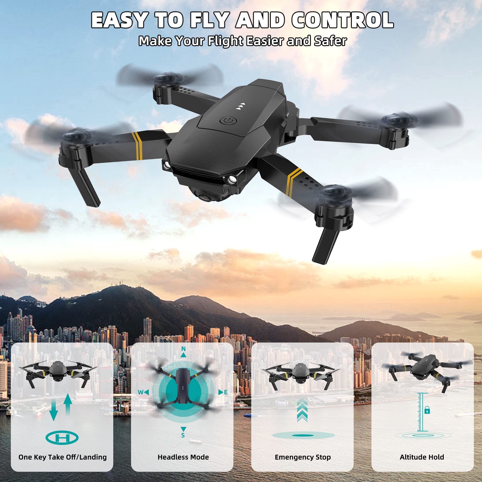DRON 4K FALCON CAMARA LENTE ANGULO 120 MULTIDIRECCIONAL JER - 6