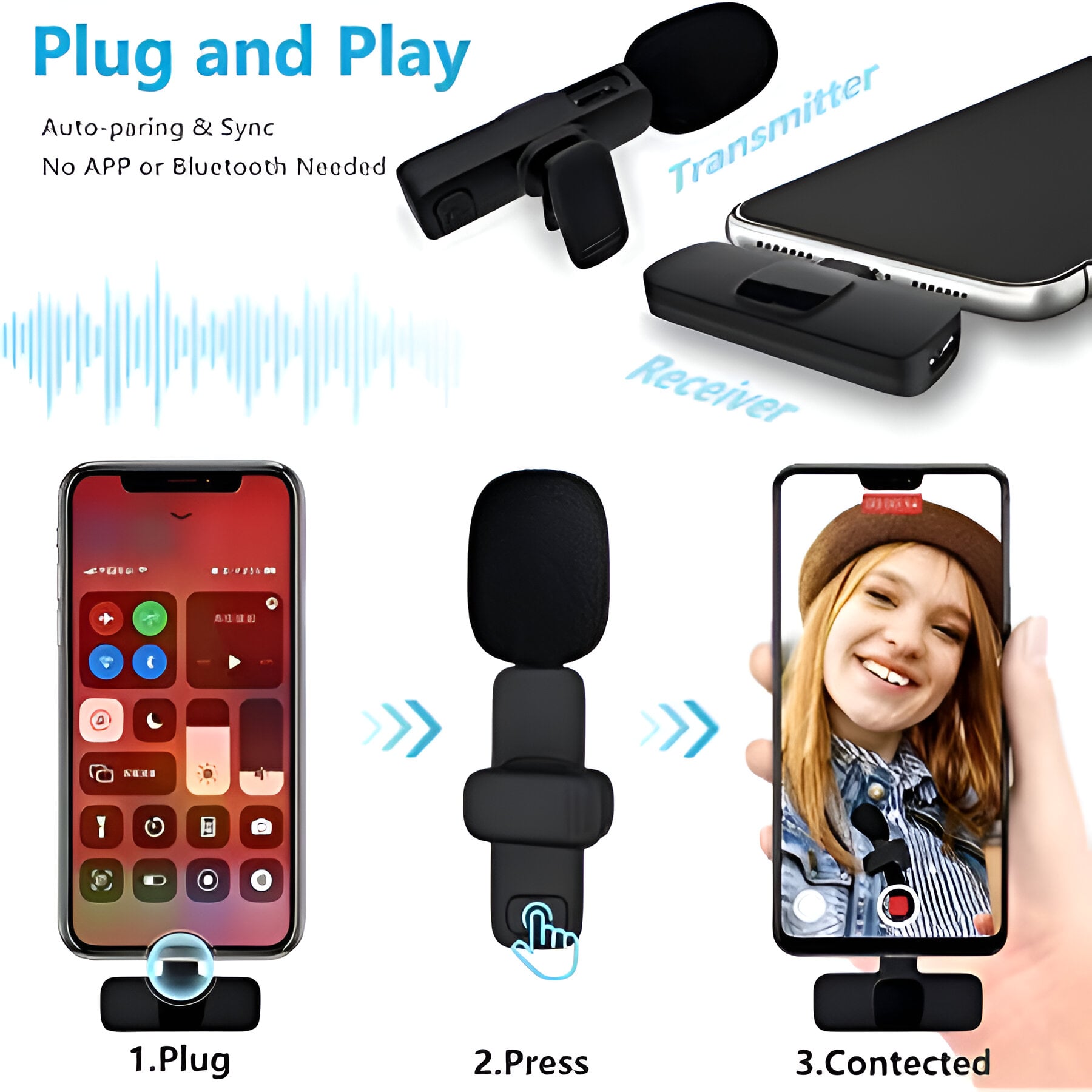 MICROFONO TIPO C GRABACION AUDIO CAMARAS INALAMBRICO JER - 2