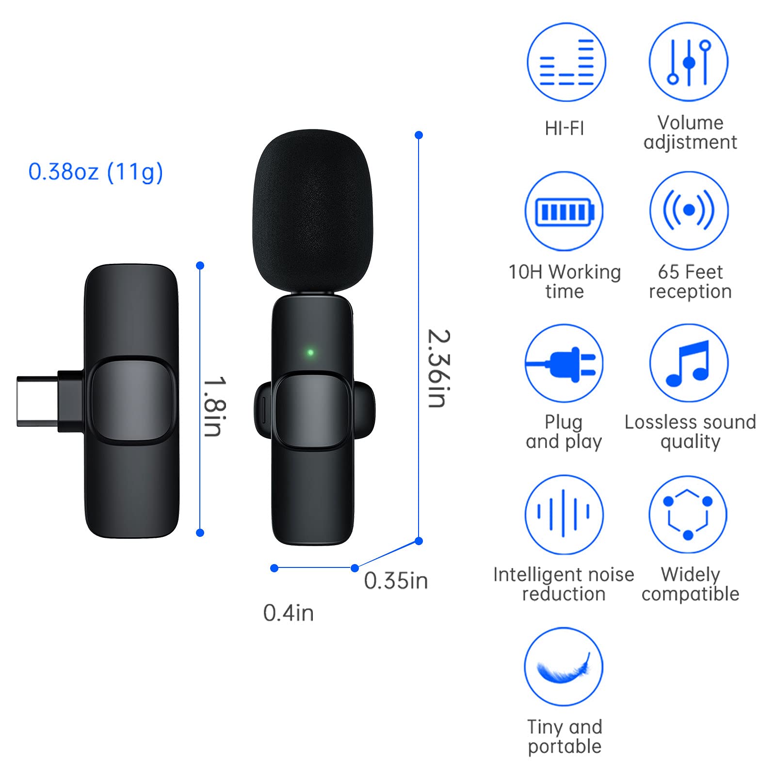 MICROFONO TIPO C GRABACION AUDIO CAMARAS INALAMBRICO JER - 4