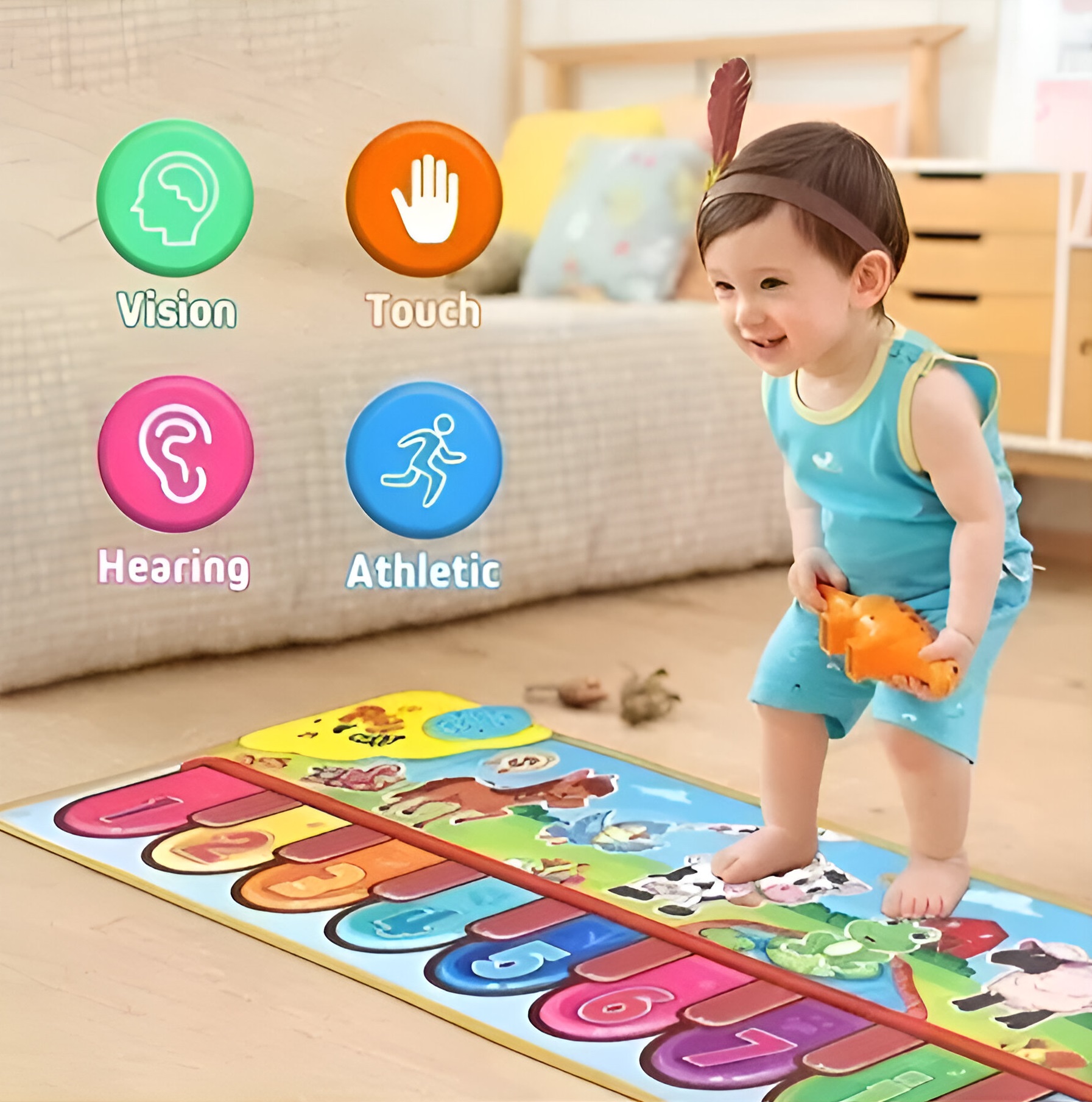 TAPETE MUSICAL SONIDO INSTRUMENTOS MUSICALES BEBE NOTAS JER - 6