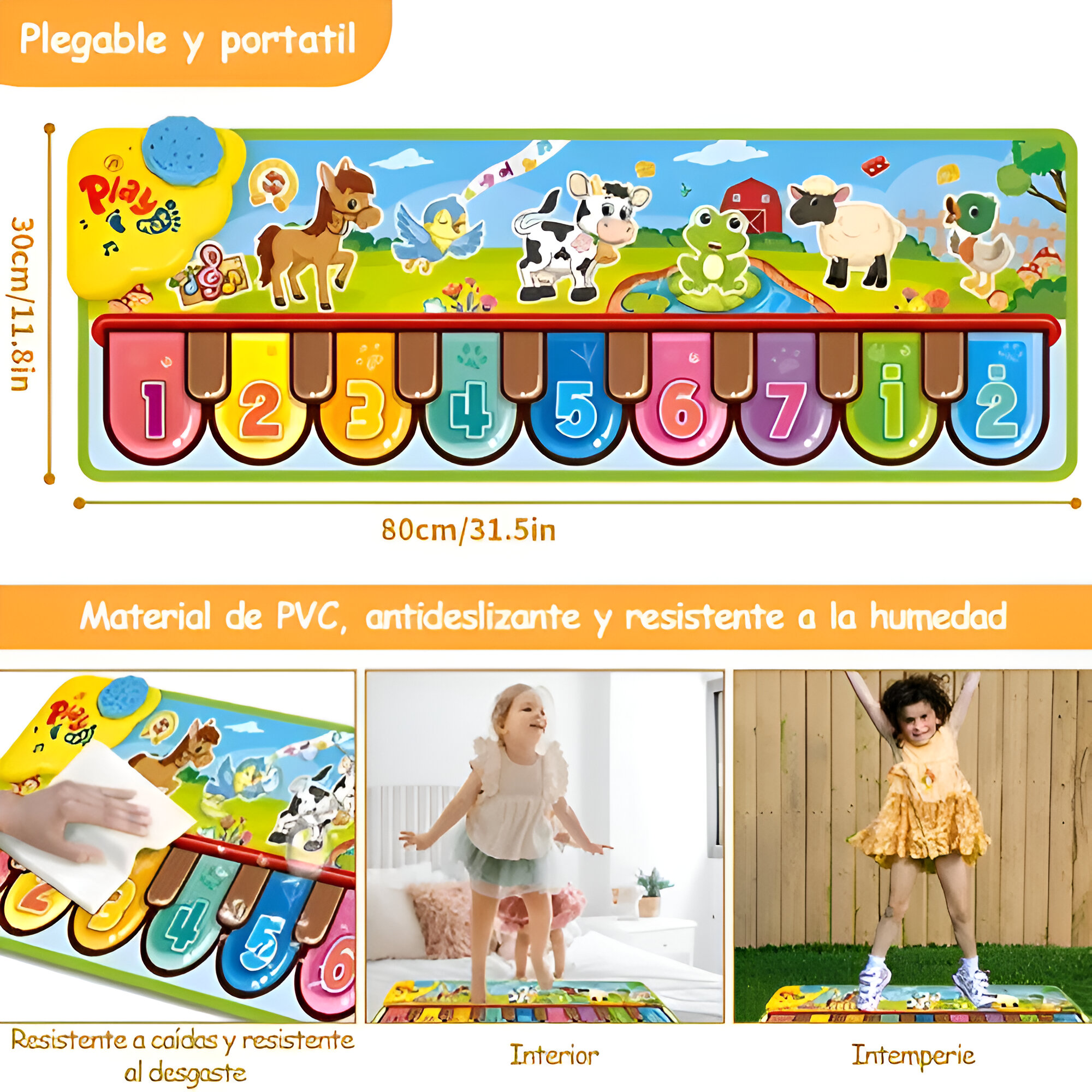 TAPETE MUSICAL SONIDO INSTRUMENTOS MUSICALES BEBE NOTAS JER - 7