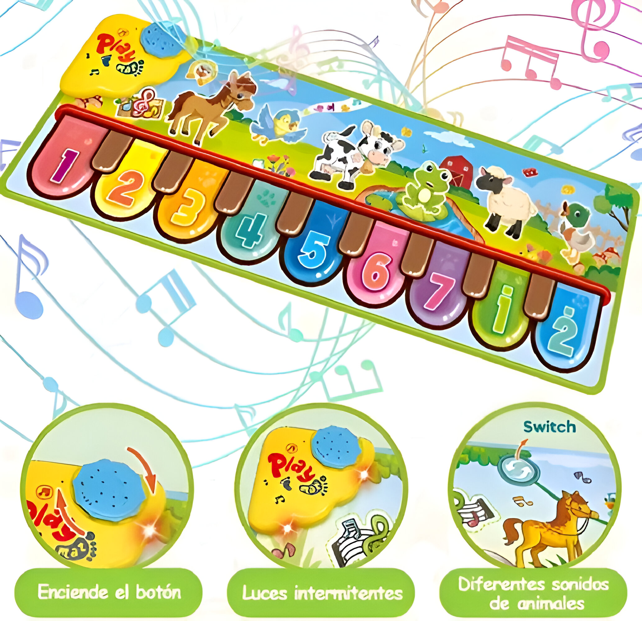 TAPETE MUSICAL SONIDO INSTRUMENTOS MUSICALES BEBE NOTAS JER - 8