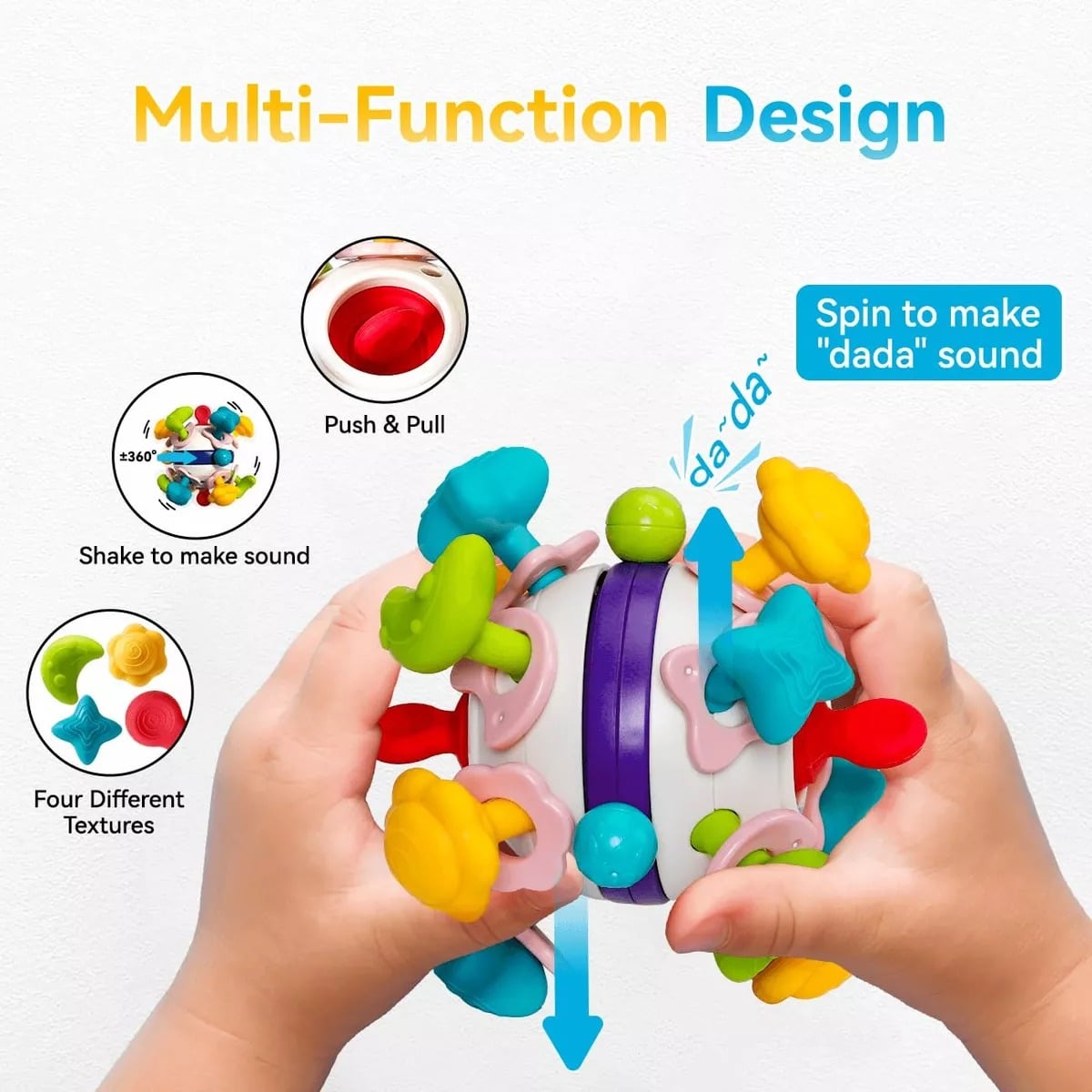 JUGUETE DENTICION MULTISENSORIAL GATEO AGARRE BEBE LAU - 2