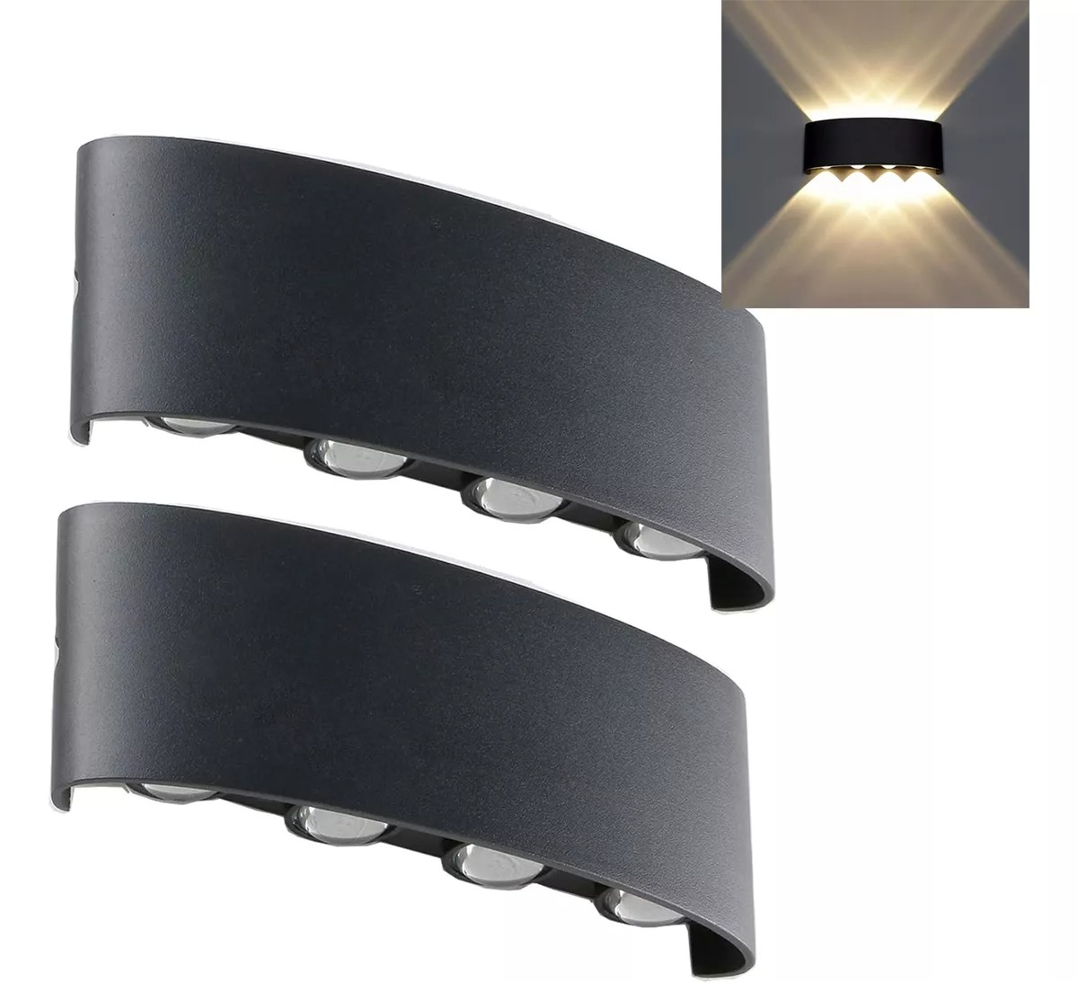 APLIQUE 8 FOCOS LED EXTERIORES PARED LUZ CALIDA LAU - 1