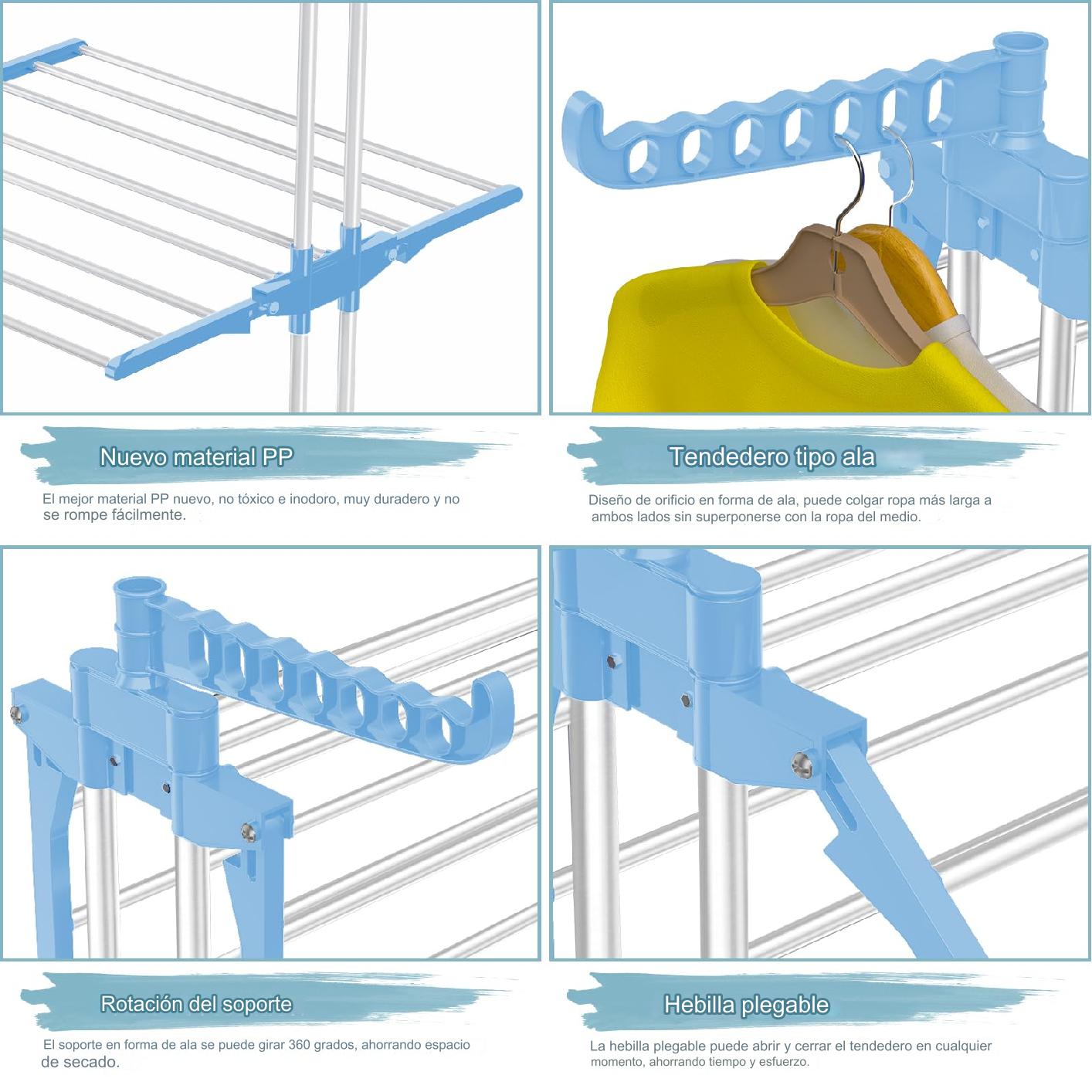 TENDEDERO ROPA EXTENSIBLE HOGAR PRACTICO 4 NIVELES LAU - 5