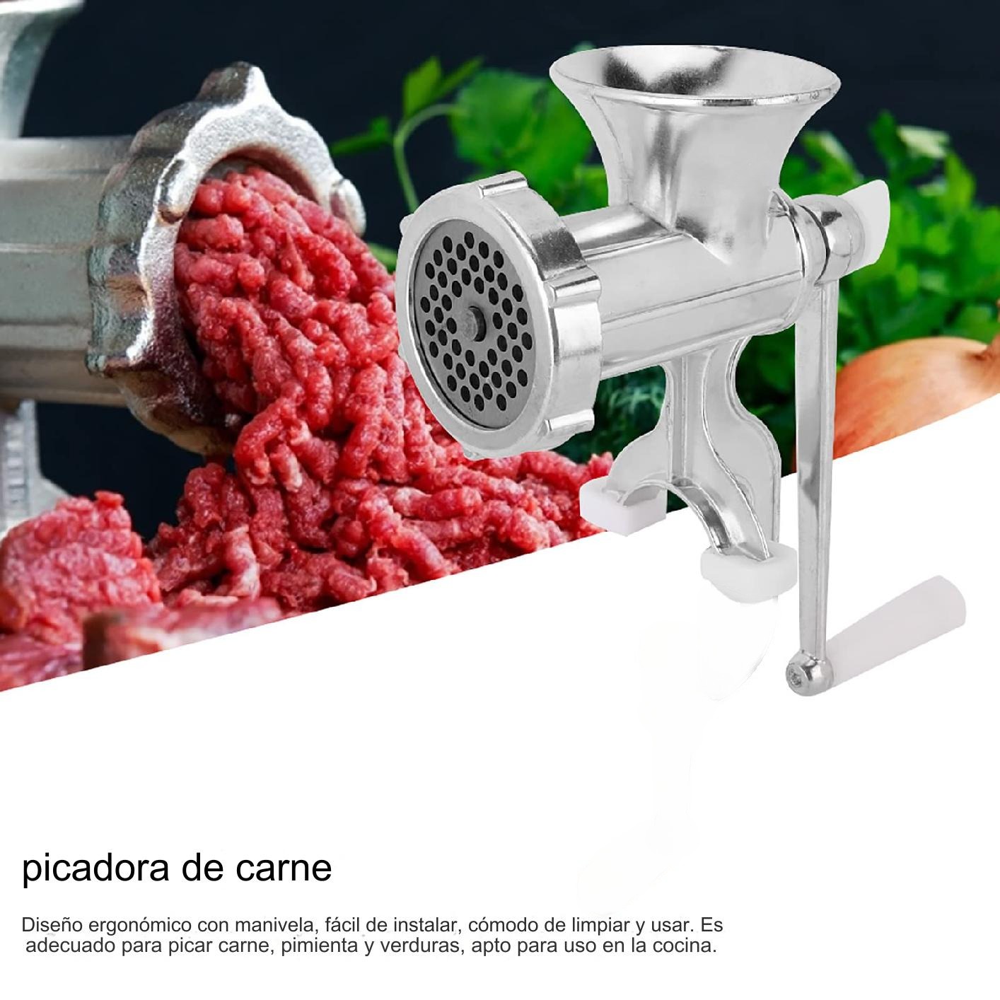MOLEDOR MANUAL DOMESTICO ACERO INOXIDABLE MANGO ROTATIVO LAU - 7