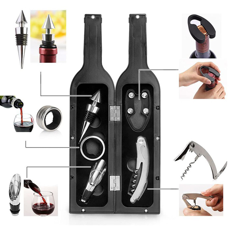 SACACORCHO DESTAPADOR 5 PCS VINO BOTELLA FIESTA BODA LAU - 4