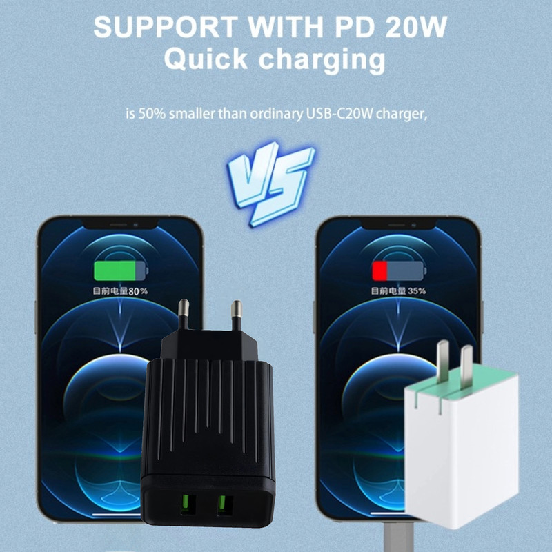 SET 2 CARGADOR ADAPTADOR X2 USB THUNDER CARGA RAPIDA LAU - 2