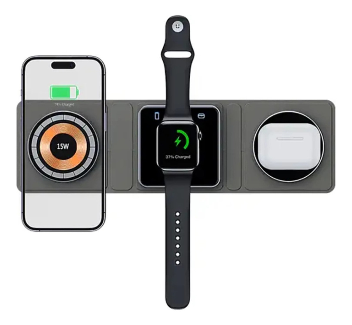 CARGADOR INALÁMBRICO PLEGABLE VIAJE PORTÁTIL 3EN1 MAGNÉTICO - 3