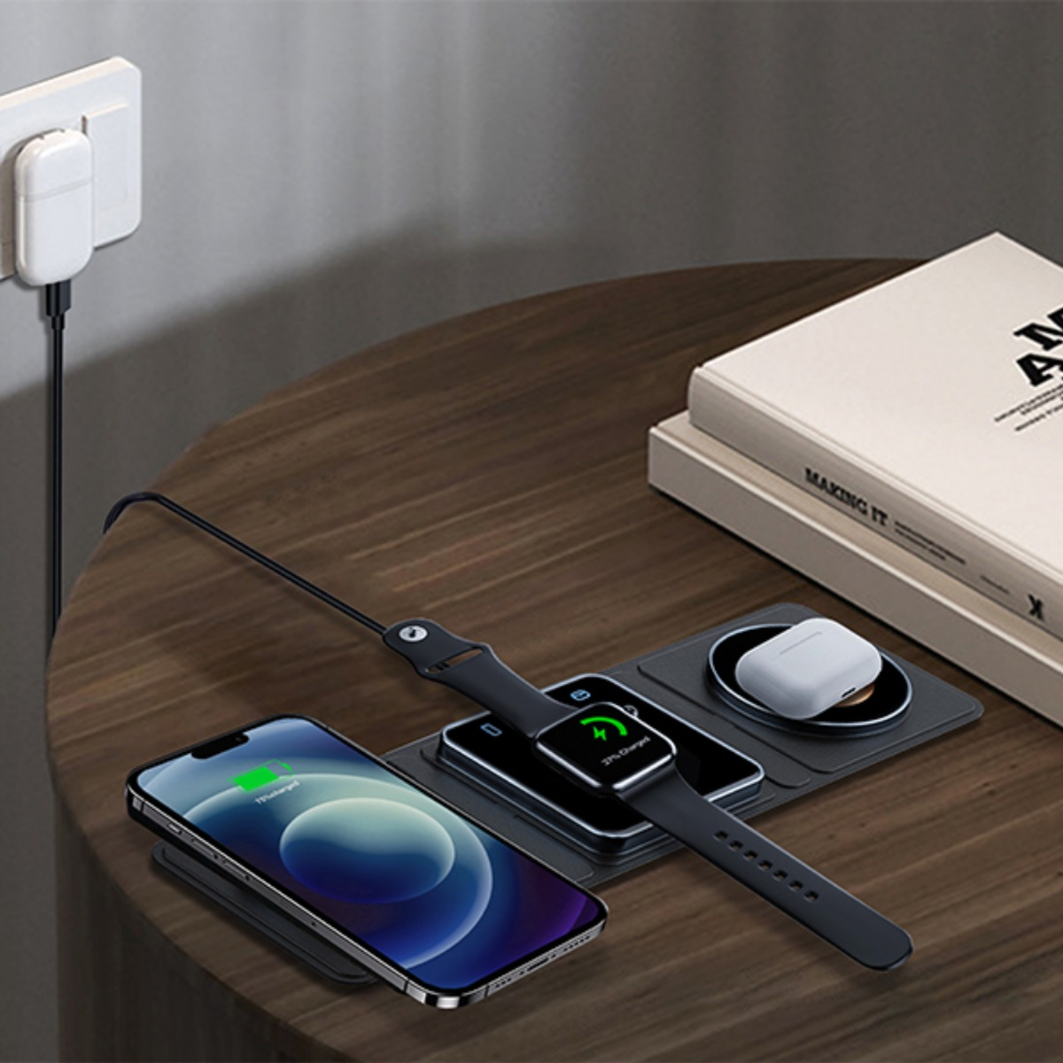 CARGADOR INALÁMBRICO PLEGABLE VIAJE PORTÁTIL 3EN1 MAGNÉTICO - 7