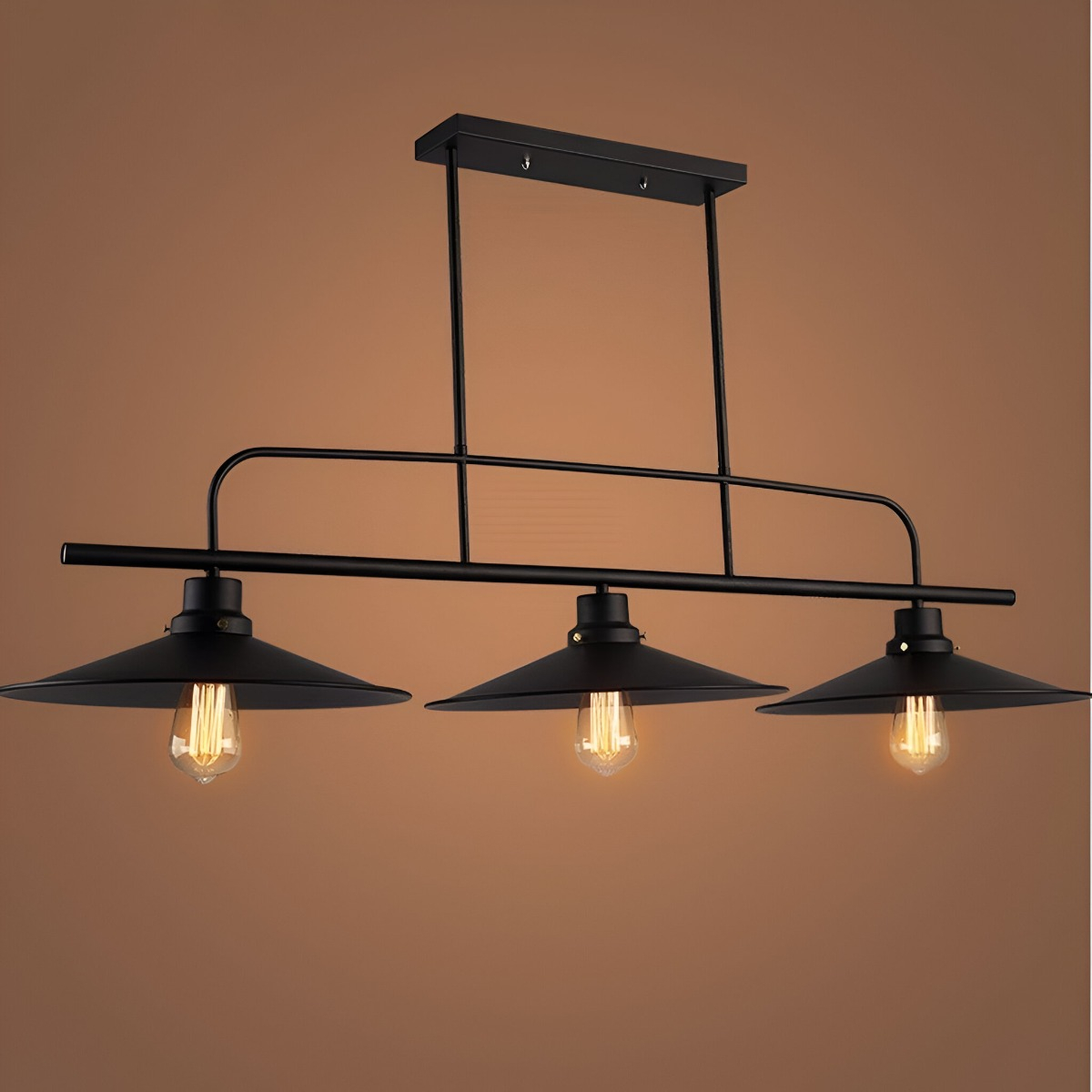 LÁMPARA COLGANTE VINTAGE CAMPANAS NEGRAS LED TRIPLE CABEZAL - 9