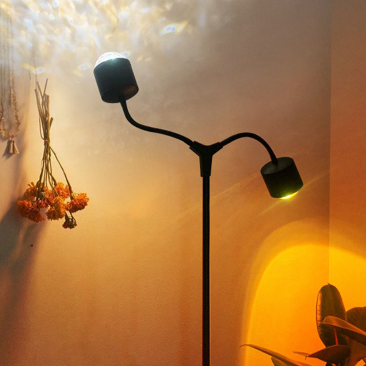 LÁMPARA PIE ONDAS DINÁMICAS PUESTA DE SOL LED DOBLE CABEZAL - 6