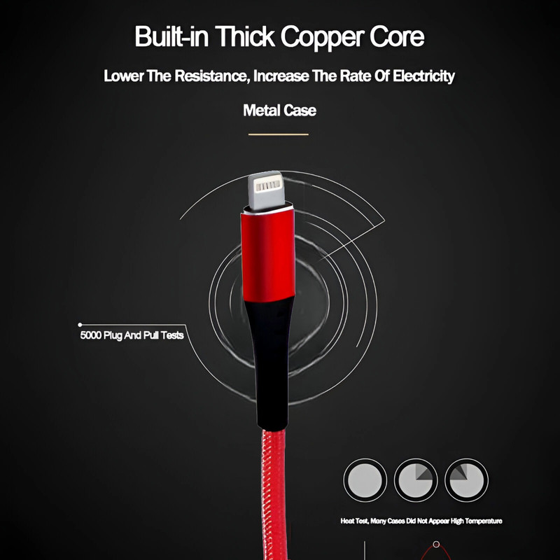 SET 4 CABLES THOR USB TO LIGTHNING CELULAR MOVIL DATOS LAU - 2