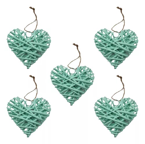SET 5 CORAZON MIMBRE CORAZON COLGANTE HOGAR NORDICO LAU - 1