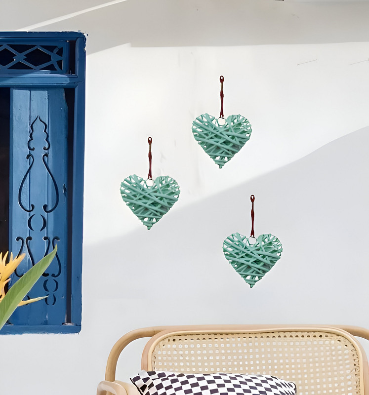 SET 5 CORAZON MIMBRE CORAZON COLGANTE HOGAR NORDICO LAU - 2