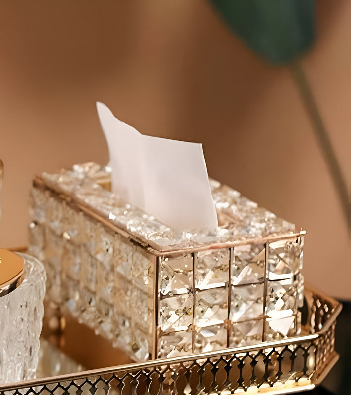 CAJA COFRE CRISTAL SOPORTE PAÑUELOS RECTANGULAR HOGAR LAU - 7