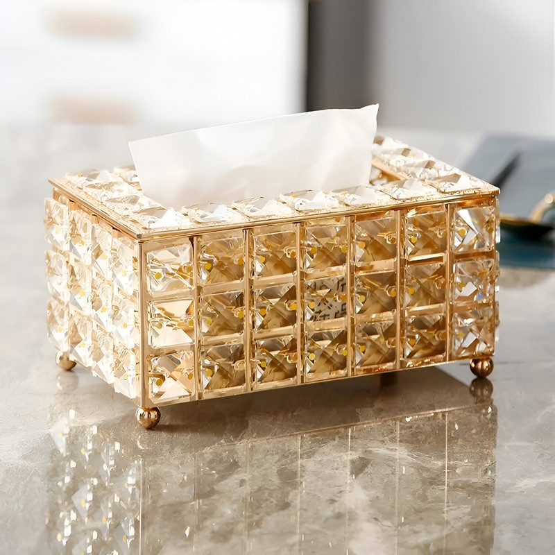 CAJA COFRE CRISTAL SOPORTE PAÑUELOS RECTANGULAR HOGAR LAU - 8