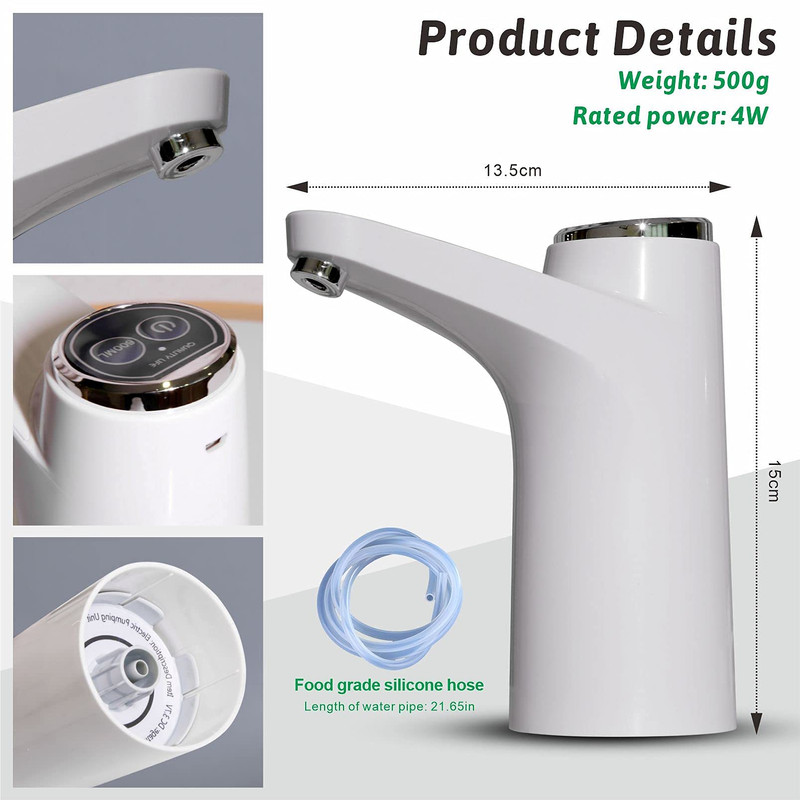 DISPENSANDOR BOMBA AGUA RECARGABLE USB HOGAR OFICINA LAU - 6