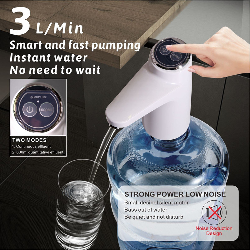 DISPENSANDOR BOMBA AGUA RECARGABLE USB HOGAR OFICINA LAU - 8