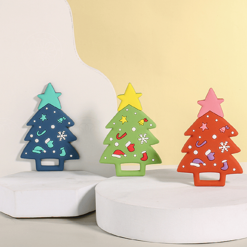 SET ZZKKO 3 MORDEDOR SILICONA SUAVE BEBÉS ARBOL NAVIDEÑO LAU MULTICOLOR - 1