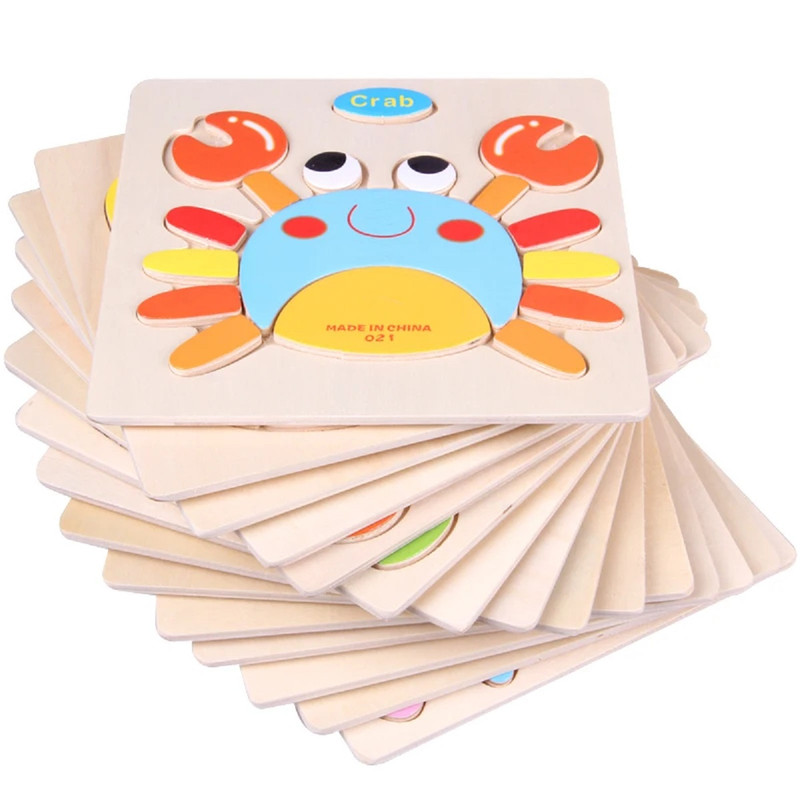 SET 12 PIEZAS ZZKKO MULTICOLOR ROMPECABEZAS MADERA ANIMAL DIBUJOS NIÑOS LAU - 1