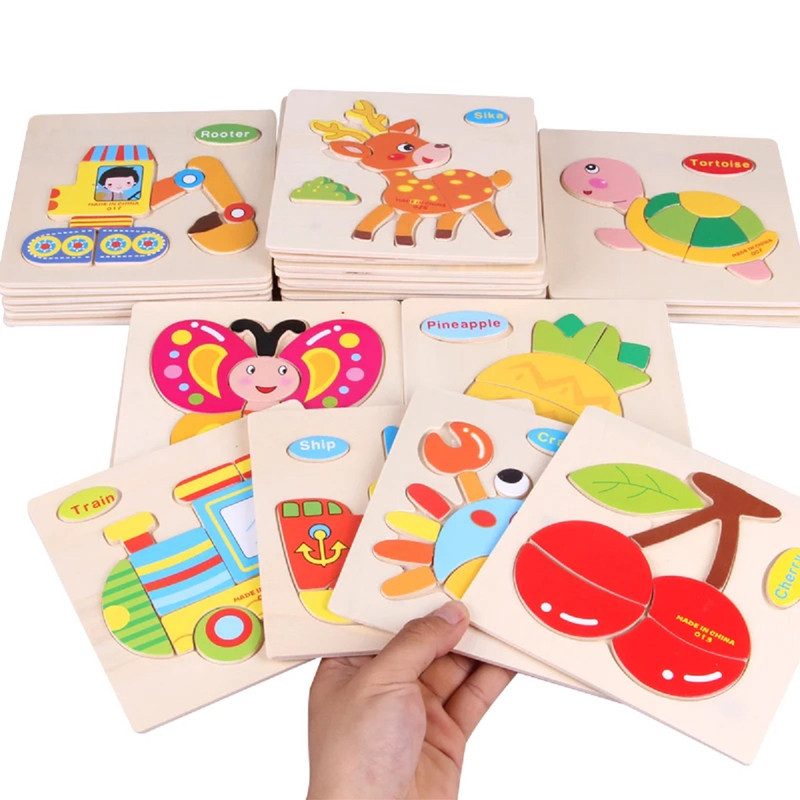 SET 12 PIEZAS ZZKKO MULTICOLOR ROMPECABEZAS MADERA ANIMAL DIBUJOS NIÑOS LAU - 3
