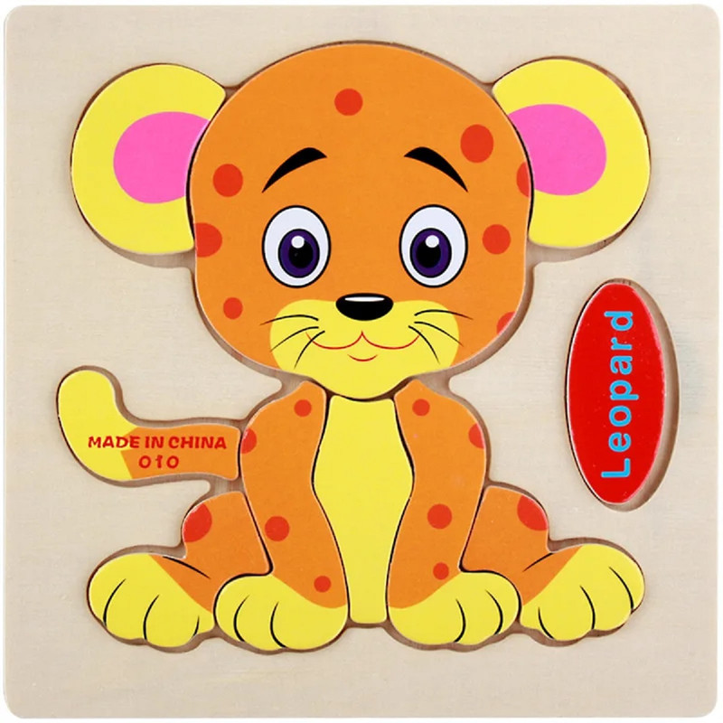 SET 12 PIEZAS ZZKKO MULTICOLOR ROMPECABEZAS MADERA ANIMAL DIBUJOS NIÑOS LAU - 4
