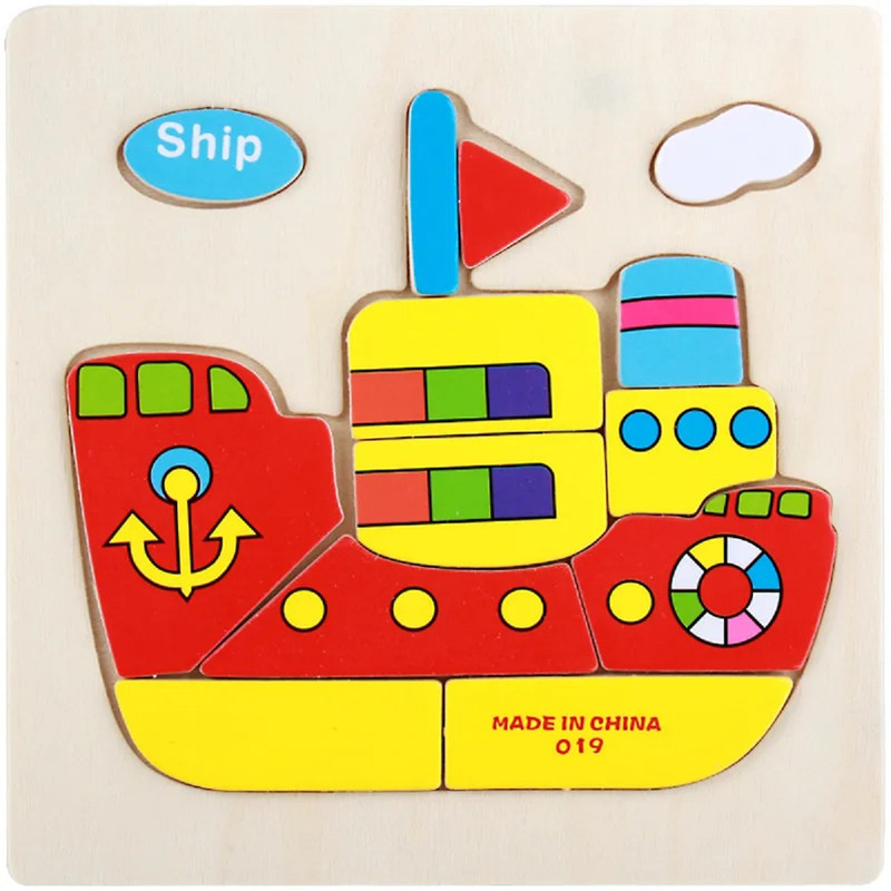 SET 12 PIEZAS ZZKKO MULTICOLOR ROMPECABEZAS MADERA ANIMAL DIBUJOS NIÑOS LAU - 6