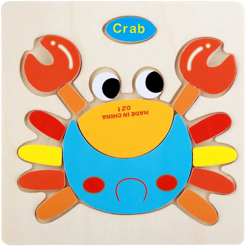 SET 12 PIEZAS ZZKKO MULTICOLOR ROMPECABEZAS MADERA ANIMAL DIBUJOS NIÑOS LAU - 7