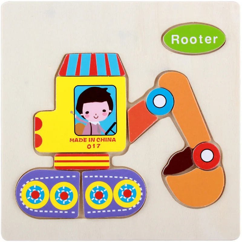 SET 12 PIEZAS ZZKKO MULTICOLOR ROMPECABEZAS MADERA ANIMAL DIBUJOS NIÑOS LAU - 8