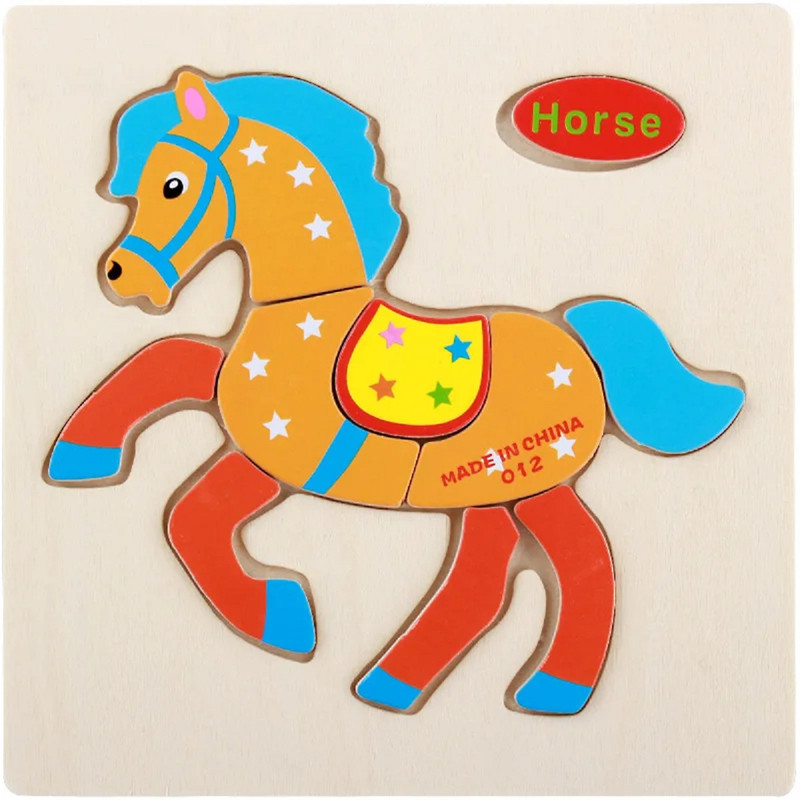 SET 12 PIEZAS ZZKKO MULTICOLOR ROMPECABEZAS MADERA ANIMAL DIBUJOS NIÑOS LAU - 9